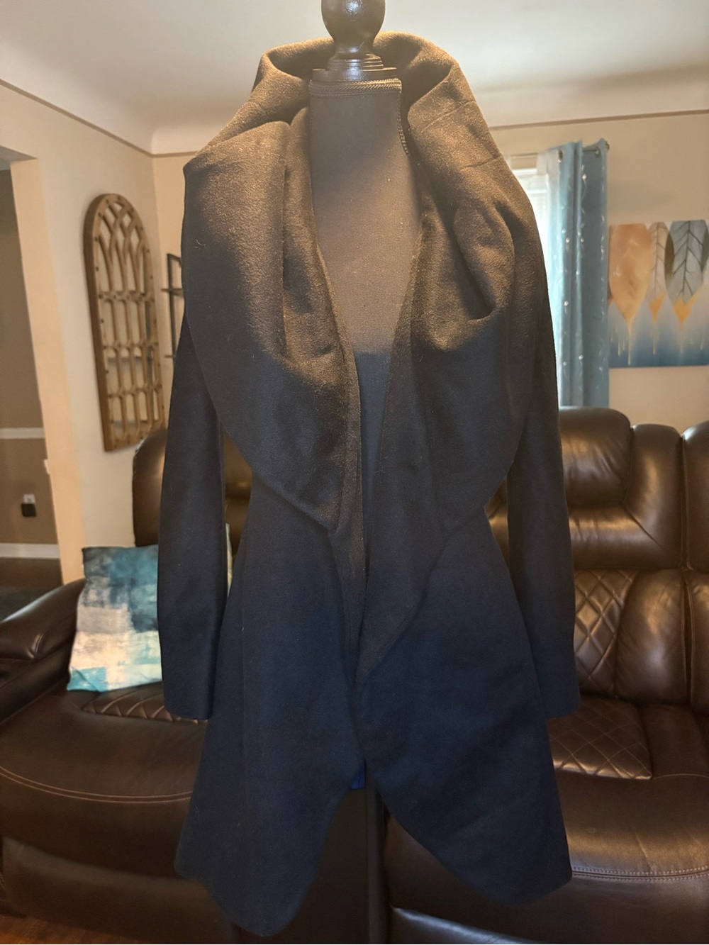 New TTahari Double Face Wool Blend Coat W/Oversized Collar and Blue Lining SzXXS